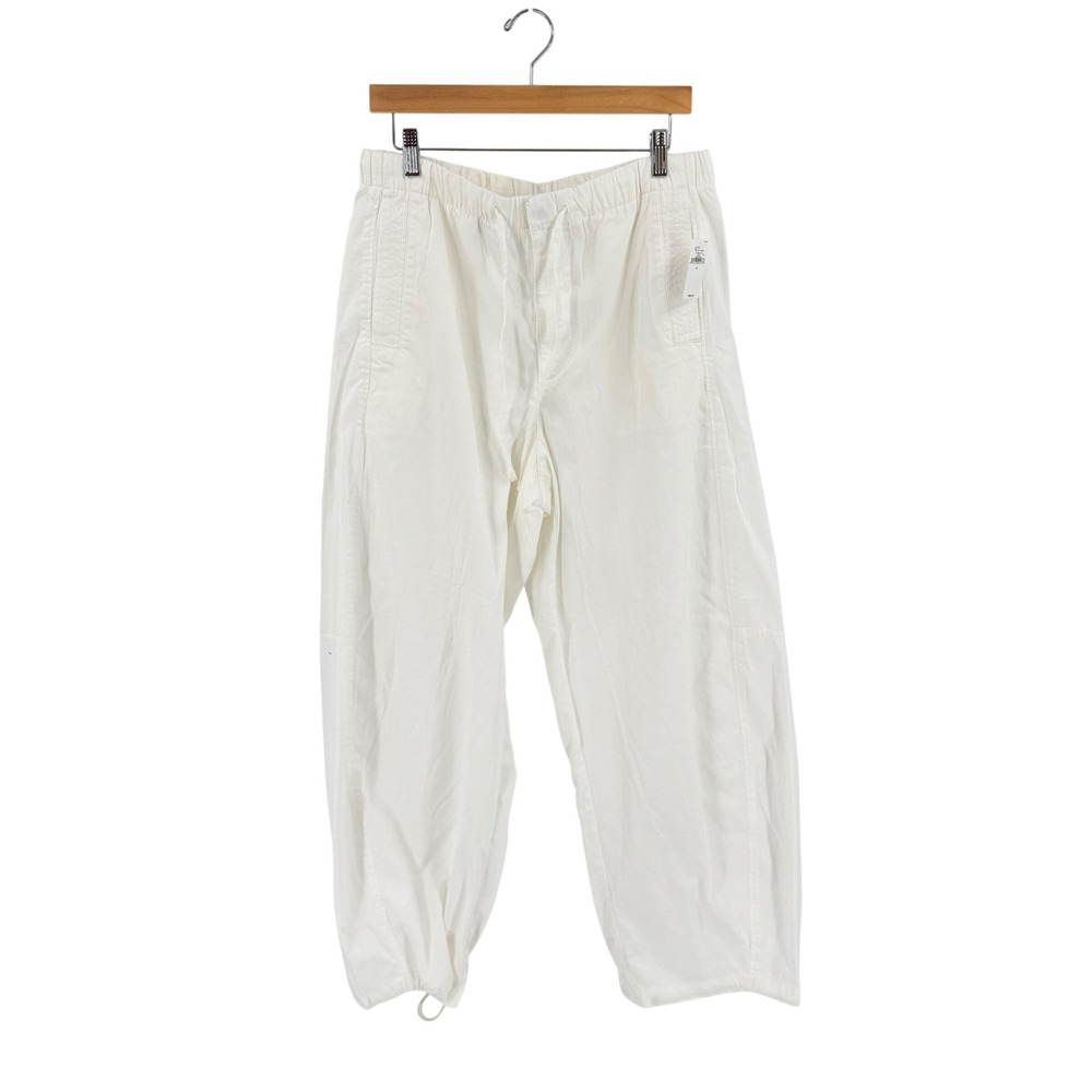 Gap Parachute Pants White Medium Garment Dyed Cotton Cargo Baggy Utility New